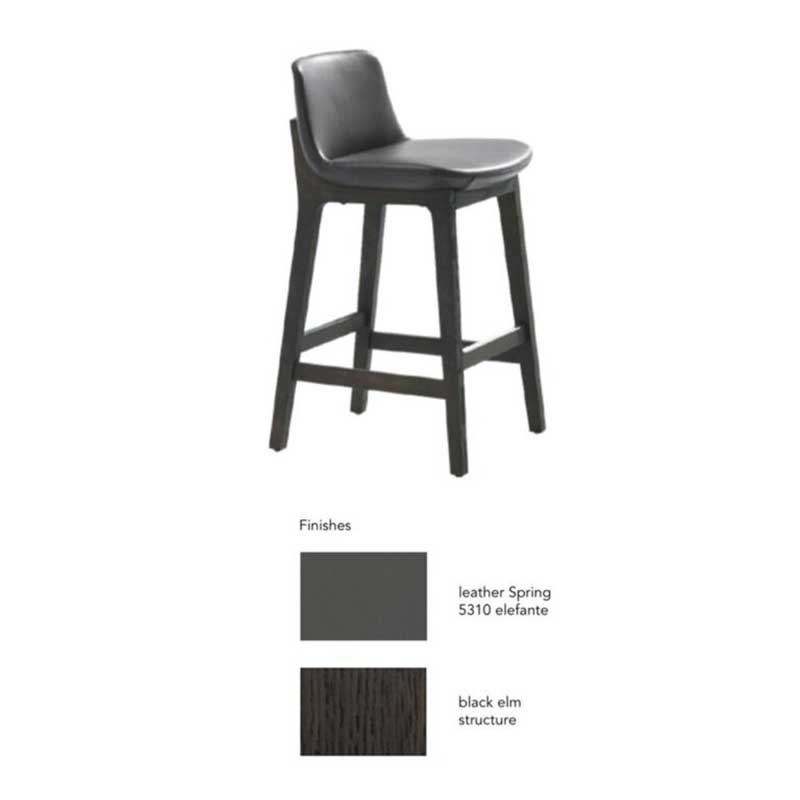 Ghế Ventura bar chân gỗ tựa lưng đệm da GB688