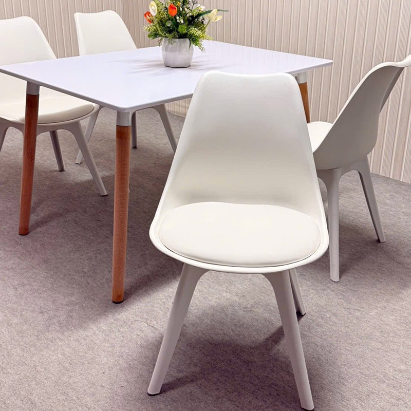 Bộ bàn ghế cafe, nhà hàng, quán ăn, bàn vuông Eames mix ghế mặt đệm giá rẻ GC844