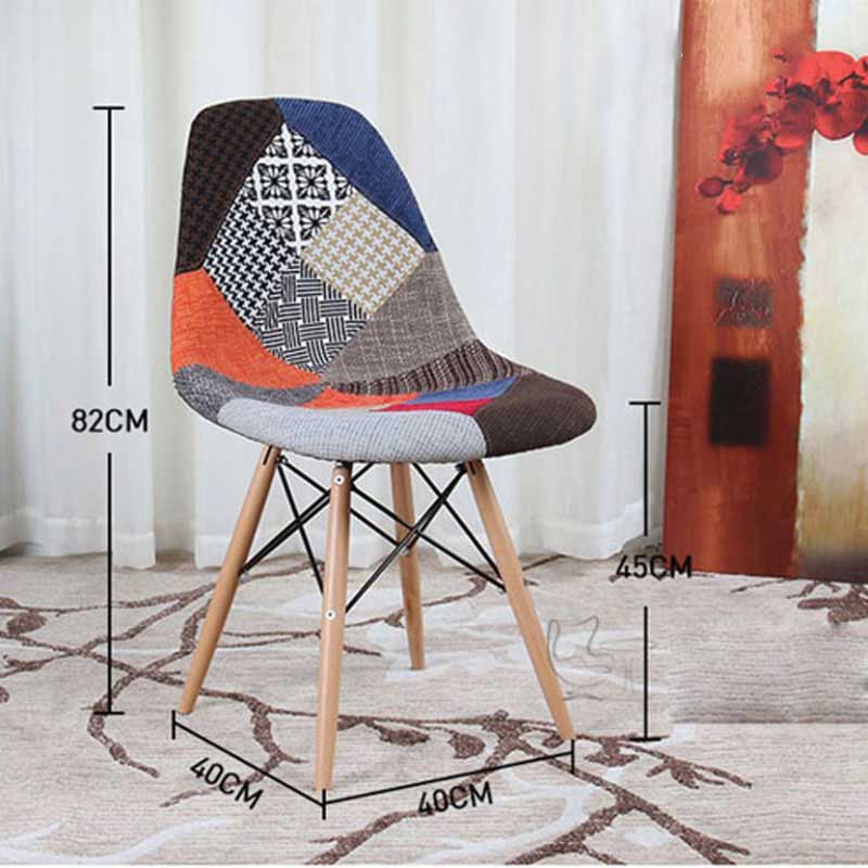 Ghế Eames thổ cẩm chân gỗ Sồi GC665