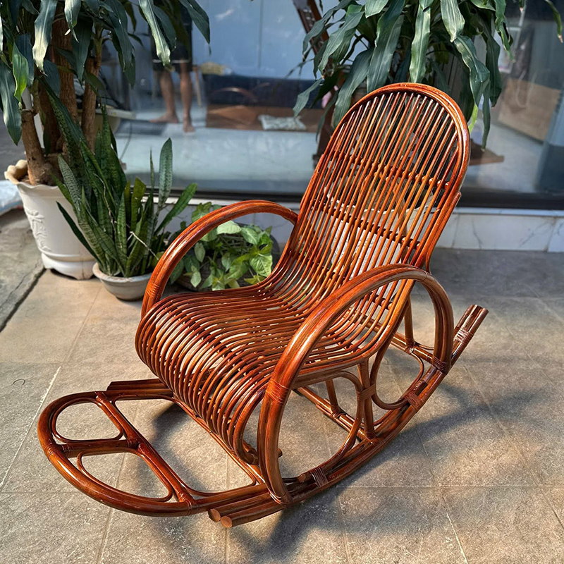 Ghế bập bênh thư giãn mây tự nhiên đan tay thủ công, khung chắc chắn BM273