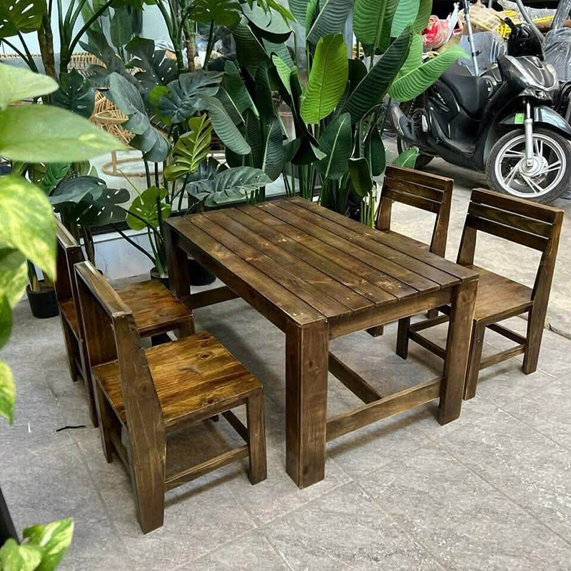  Bộ bàn ghế tựa gỗ sân vườn cho nhà hàng, quán ăn BS379