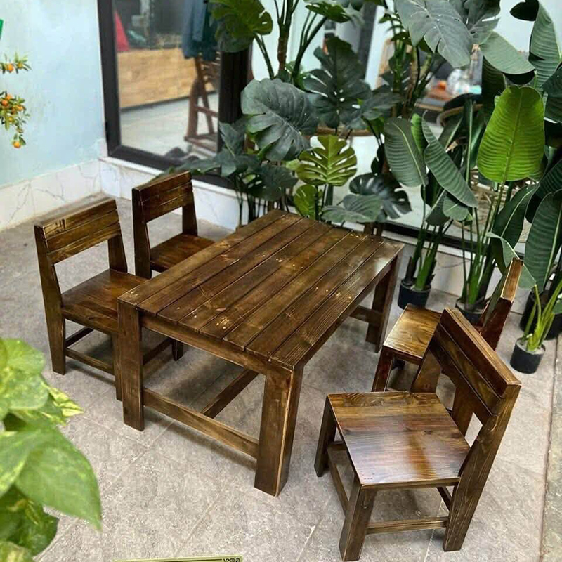  Bộ bàn ghế tựa gỗ sân vườn cho nhà hàng, quán ăn BS379