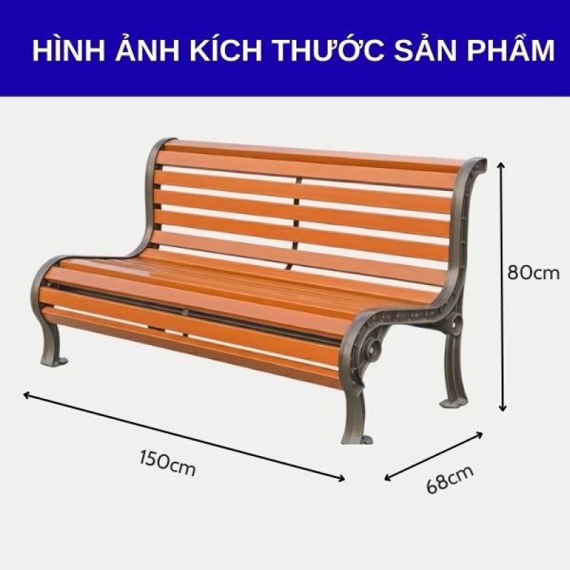 Ghế công viên nhôm đúc có tựa nan nhựa 150cm BS915