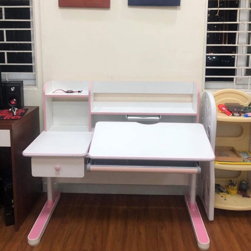Bàn học sinh cho bé S02 điều chỉnh được độ cao có giá đỡ sách và ngăn kéo BH537