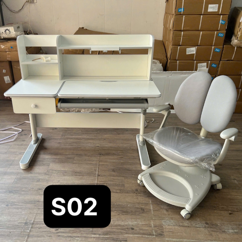 Bàn học sinh cho bé S02 điều chỉnh được độ cao có giá đỡ sách và ngăn kéo BH537