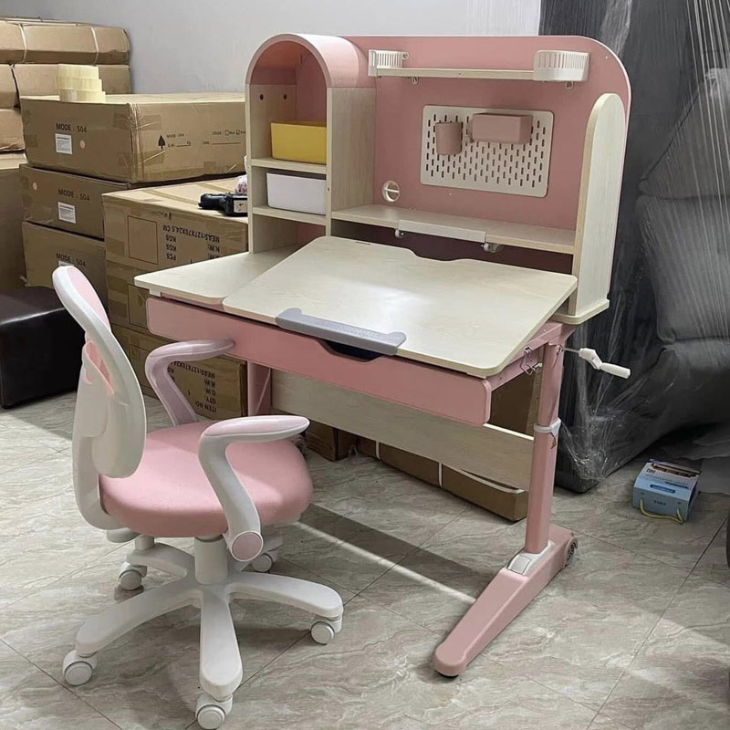Bàn học thông minh S04 hỗ trợ chống gù cho bé, chất liệu gỗ cao cấp BH762
