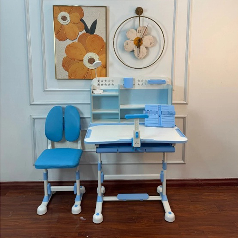 Bộ bàn ghế học thông minh C12 thiết kế liền giá sách điều chỉnh độ cao BH040