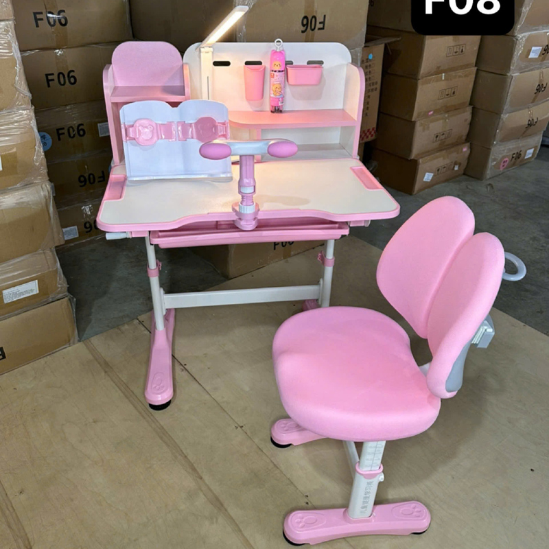 Bộ bàn học kèm kệ sách thông minh F08, đa năng và tiện ích cho bé BH469