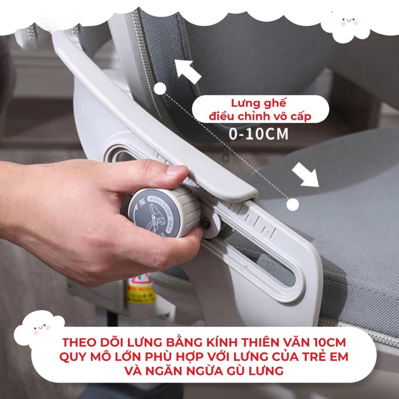 Ghế ngồi học cho bé cấp 1, chỉnh độ cao linh hoạt, an toàn BH977