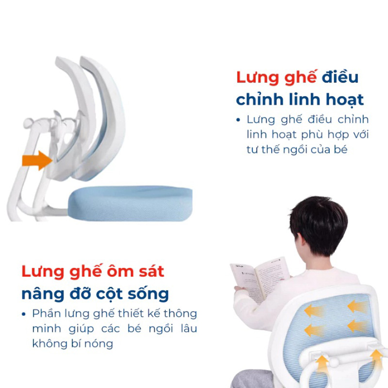 Ghế ngồi học cho bé Y19 điểu chỉnh nâng hạ chiều cao bằng tay quay BH128