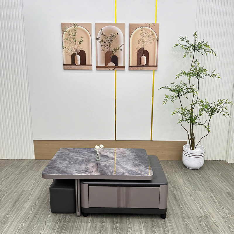 Bàn trà phong cách hiện đại tối giản với thiết kế 2 tầng tiện dụng BT843