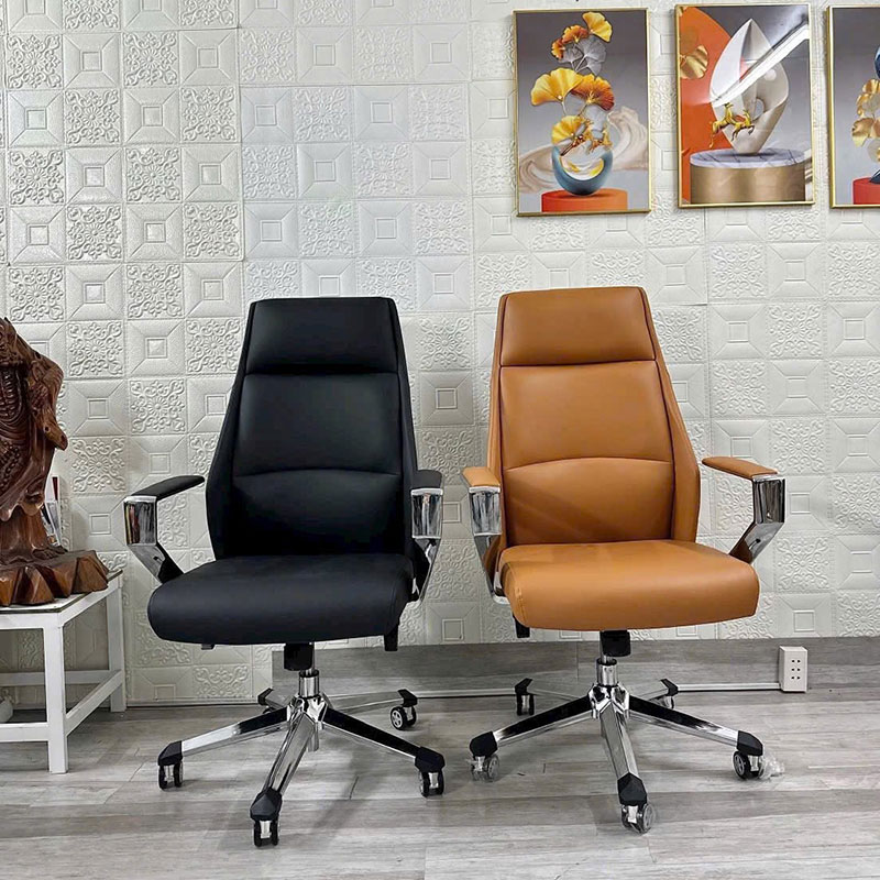 Ghế văn phòng cao cấp nệm da, thiết kế hiện đại, form ghế ôm lưng GV458