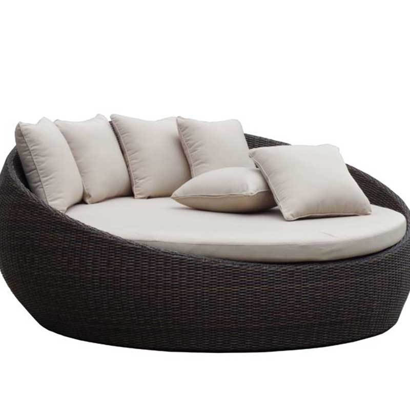 Giường tròn khung thép Hoà Phát đan nhựa giả mây giá TỐT GT066