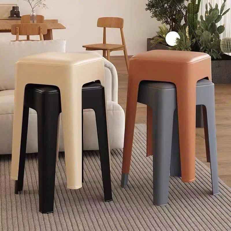 Ghế đôn gia đình, cafe xếp chồng, nhựa đúc mặt ngồi bọc đệm nhiều màu GC380