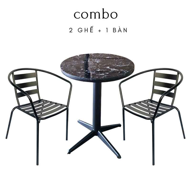 Combo bộ bàn ghế sân vườn ngoài trời 2 ghế 1 bàn BS296