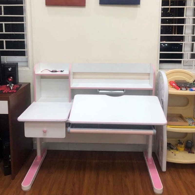 Bàn học sinh cho bé S02 điều chỉnh được độ cao có giá đỡ sách và ngăn kéo BH537