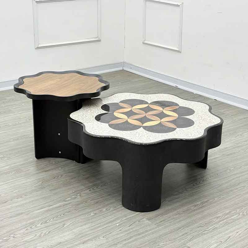 Bàn trà đôi nghệ thuật thiết kế bo lượn mềm mại như cánh hoa BT595