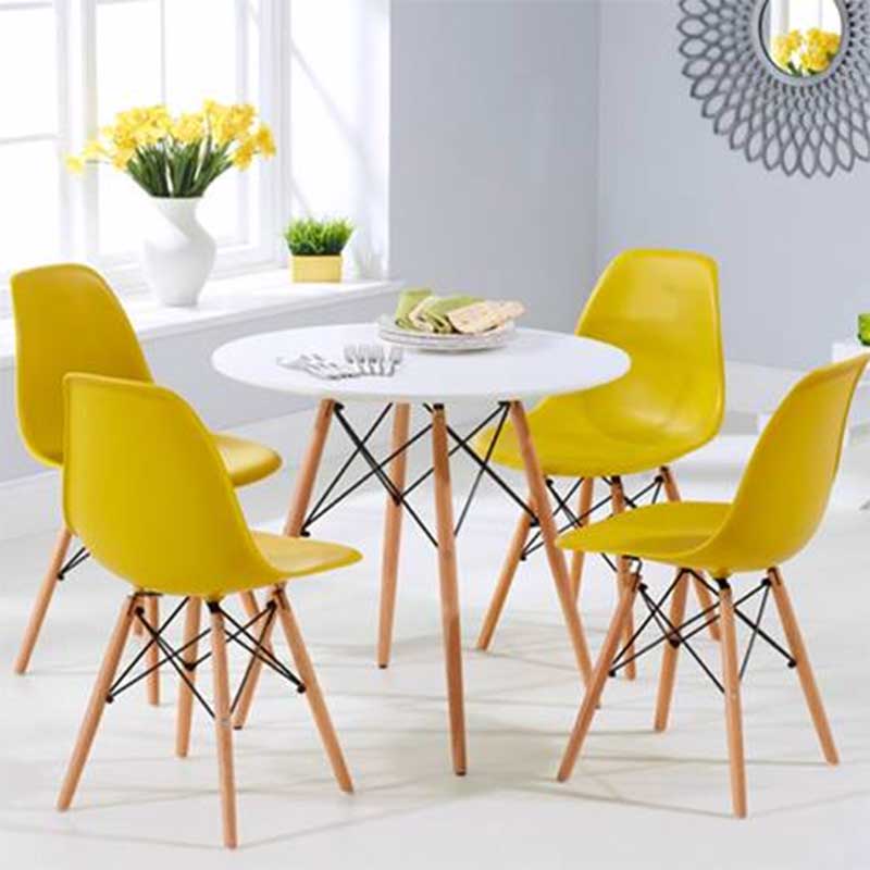 Bàn tròn Eames mặt gỗ chân đan GC678