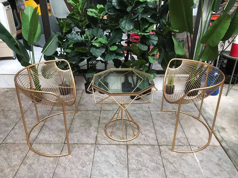 Bộ bàn ghế sắt Decor cánh diều 2 ghế 1 bàn GG590