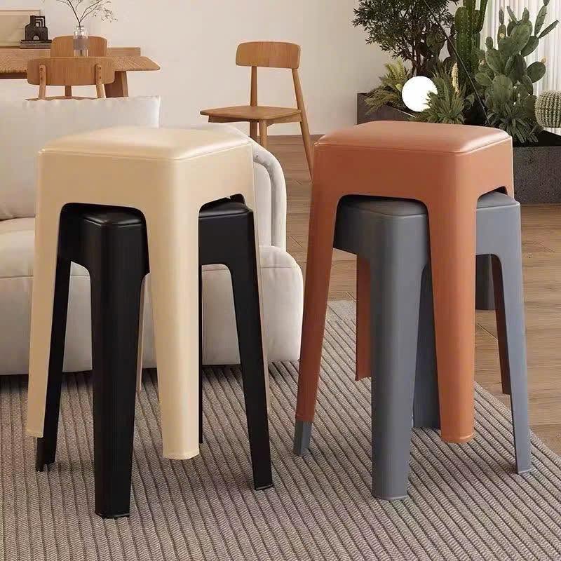 Ghế đôn gia đình, cafe xếp chồng, nhựa đúc mặt ngồi bọc đệm nhiều màu GC380
