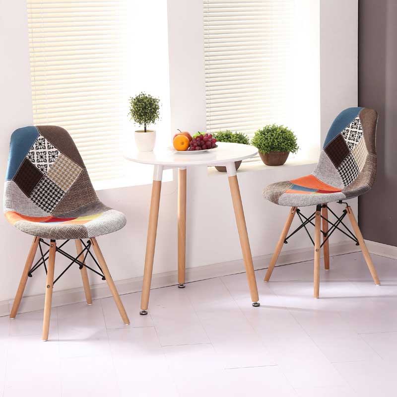 Ghế Eames thổ cẩm chân gỗ Sồi GC665