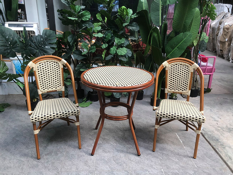 Bàn ghế cafe, hồ bơi khung nhôm & nhựa giả mây BS203