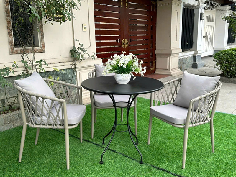 Bộ bàn ghế khung nhôm đan dây dù độc đáo BS337
