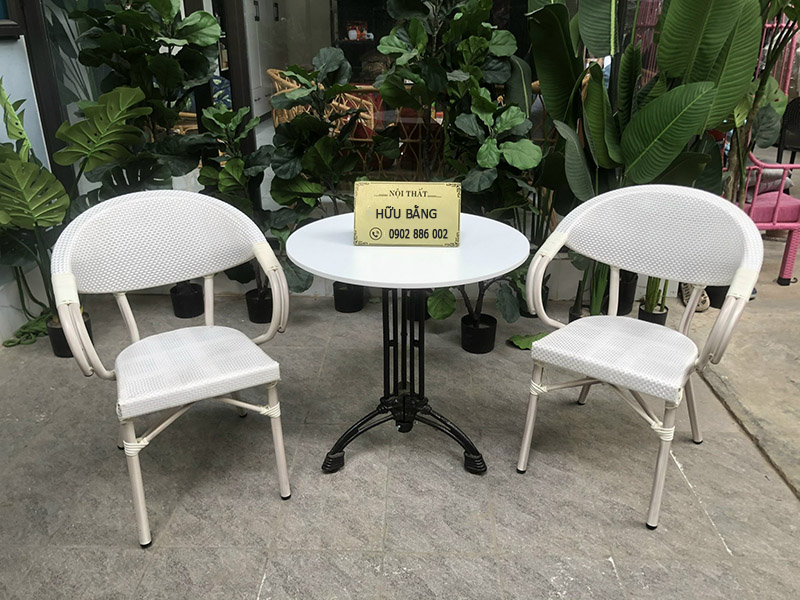 Bộ bàn ghế ngoài trời mặt lưới Textilen chống nóng BS388