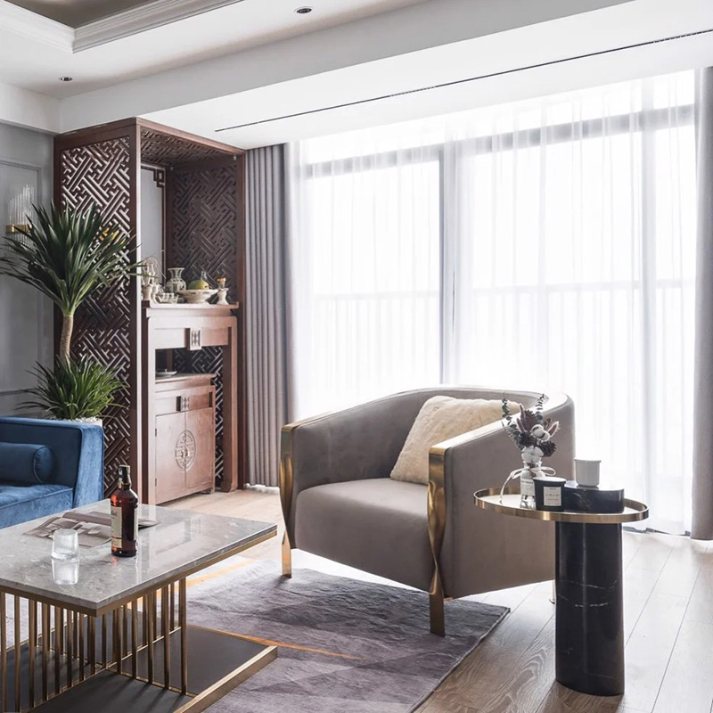 Bàn tab phòng khách đế đá đen hình trụ tròn mặt Inox mạ vàng PVD BC294