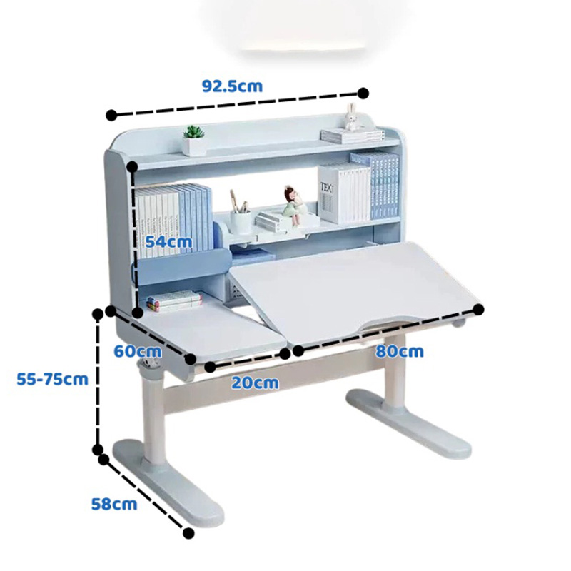 Bàn học cho bé thông minh A19 gỗ cao cấp size 100cm hỗ trợ chống gù chống cận BH068