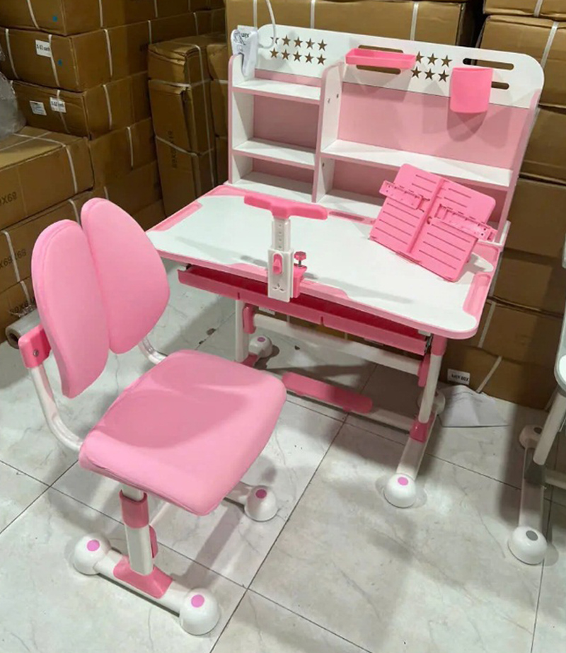 Bộ bàn ghế học thông minh C12 thiết kế liền giá sách điều chỉnh độ cao BH040