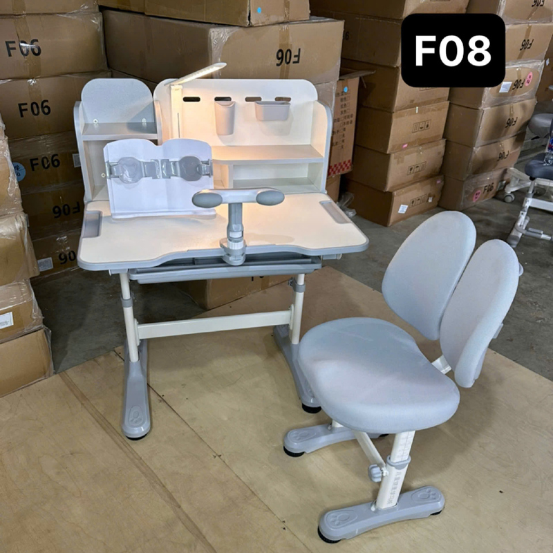 Bộ bàn học kèm kệ sách thông minh F08, đa năng và tiện ích cho bé BH469