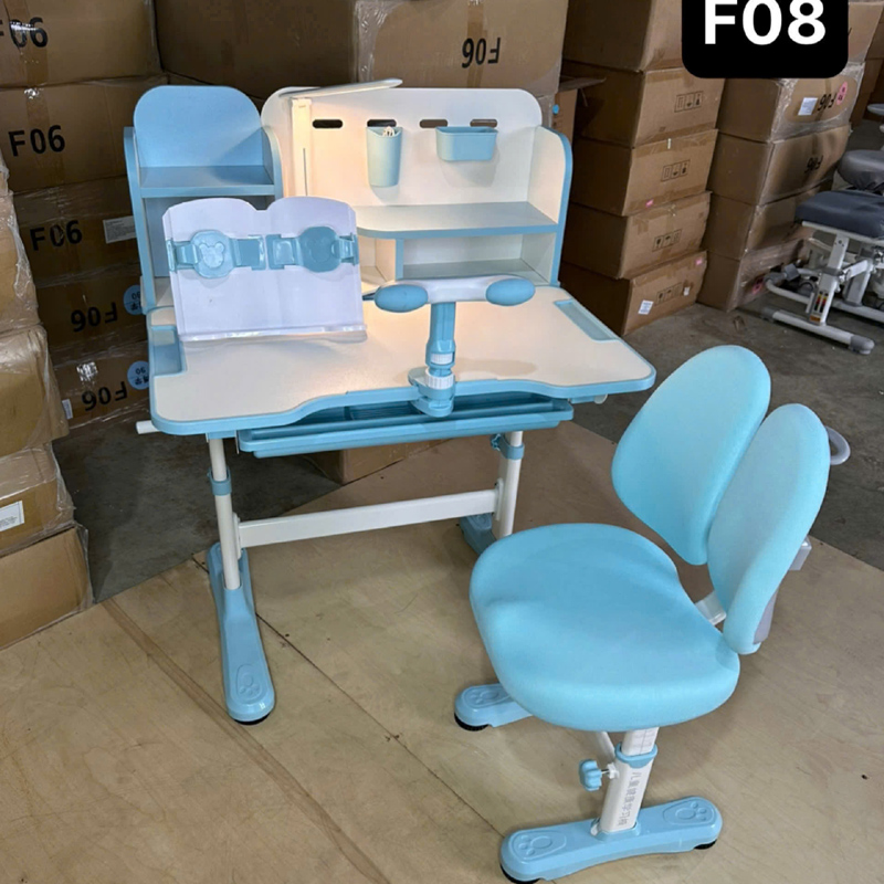 Bộ bàn học kèm kệ sách thông minh F08, đa năng và tiện ích cho bé BH469