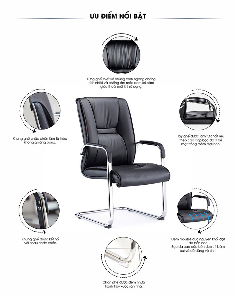 Ghế chân quỳ phòng họp nệm da Microfiber GV263