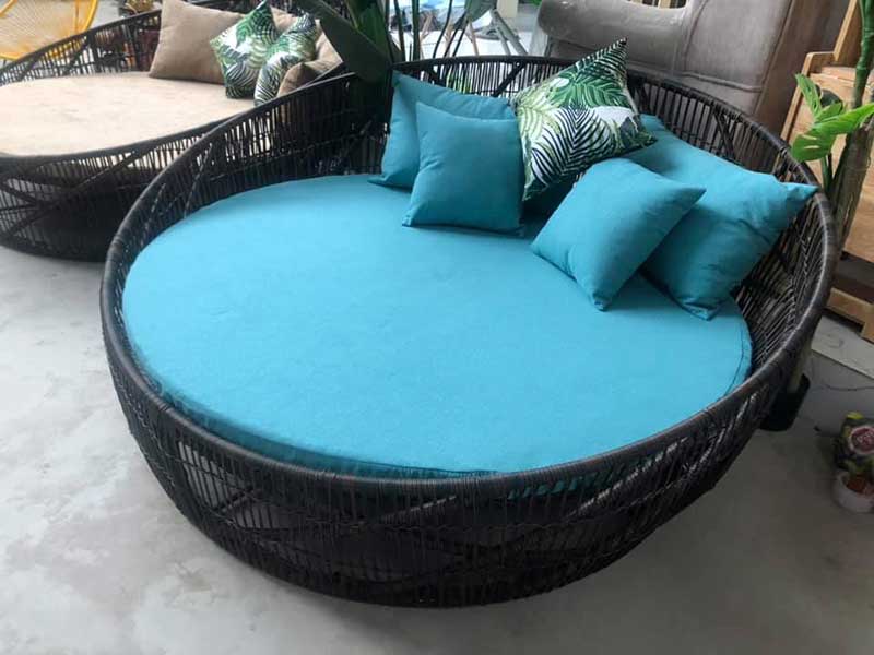 Giường tròn mây nhựa đan dây văng chất lượng cao GT068