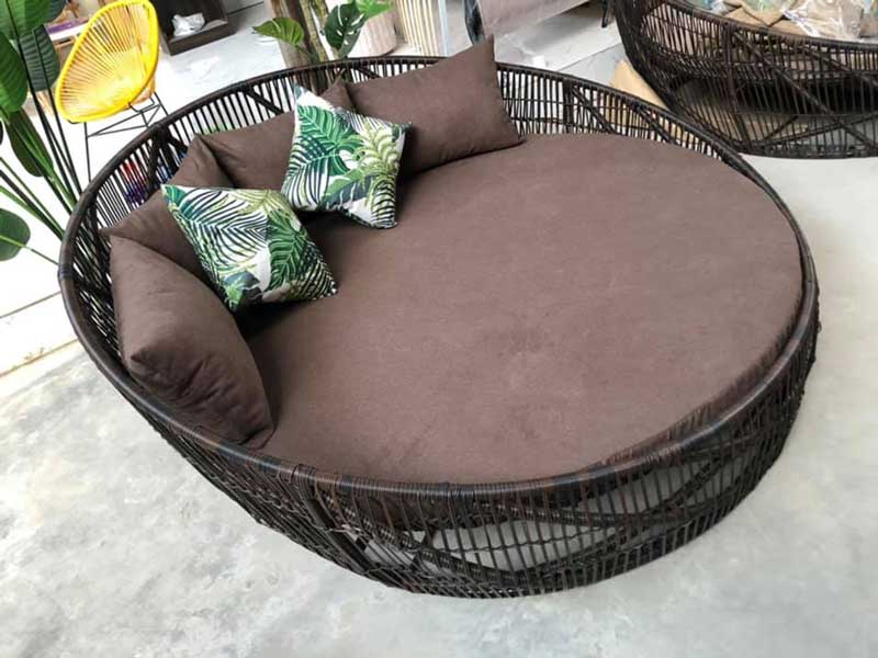 Giường tròn mây nhựa đan dây văng chất lượng cao GT068