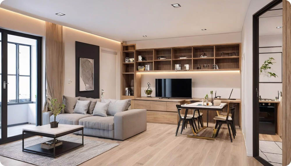 15+ Mẫu Nội Thất Chung Cư Vinhomes Smart City Đẹp, Hiện Đại Và Tối Ưu Diện Tích Kết hợp nội thất đóng theo yêu cầu và đồ rời