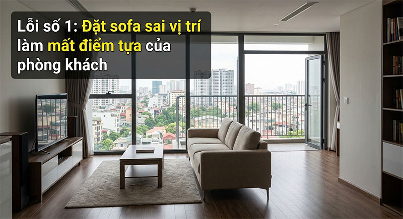 Lỗi số 1: Đặt sofa sai vị trí làm mất điểm tựa của phòng khách