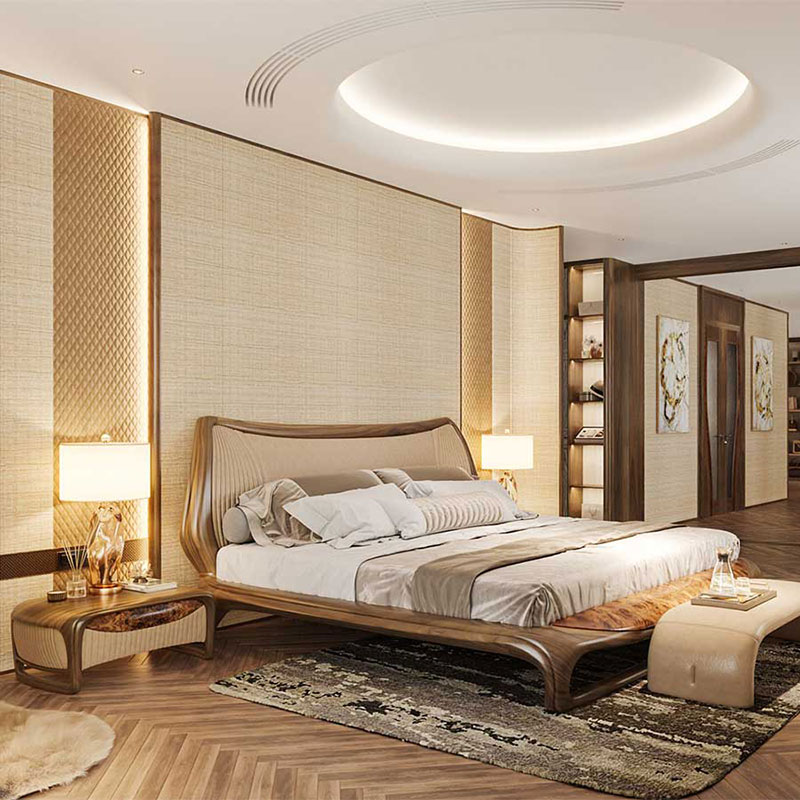 Phòng ngủ thiết kế theo phong cách Luxury có tab đầu giường