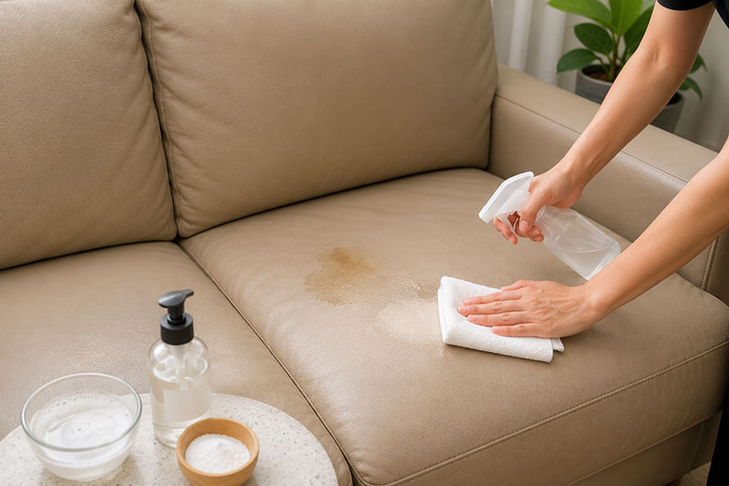 Cách làm sạch vết dầu mỡ trên sofa da