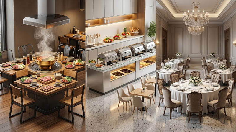 Kinh Nghiệm Chọn Bàn Ghế Cho Nhà Hàng Lẩu Nướng, Buffet Và Nhà Hàng Lớn