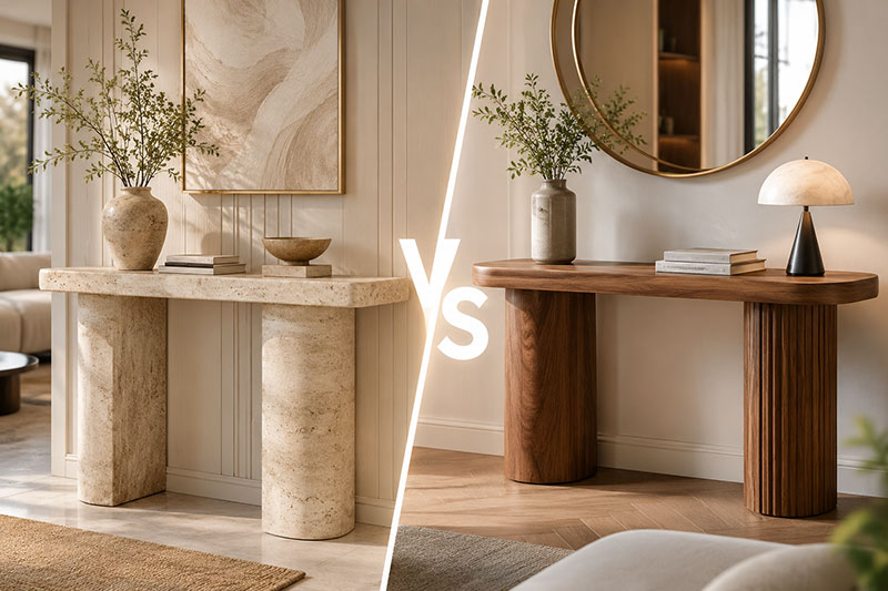 Nên Chọn Bàn Console Đá Hay Gỗ? So Sánh Chi Tiết Trước Khi Mua