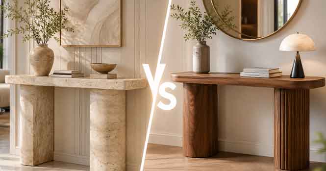 Nên Chọn Bàn Console Đá Hay Gỗ? So Sánh Chi Tiết Trước Khi Mua