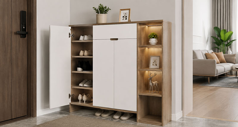 Tủ giày gỗ công nghiệp MDF chống ẩm có bền không?
